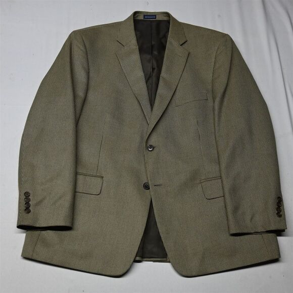Stafford 46R Tan Brown Houndstooth Mens‎ Blazer Suit Jacket Sport Coat
